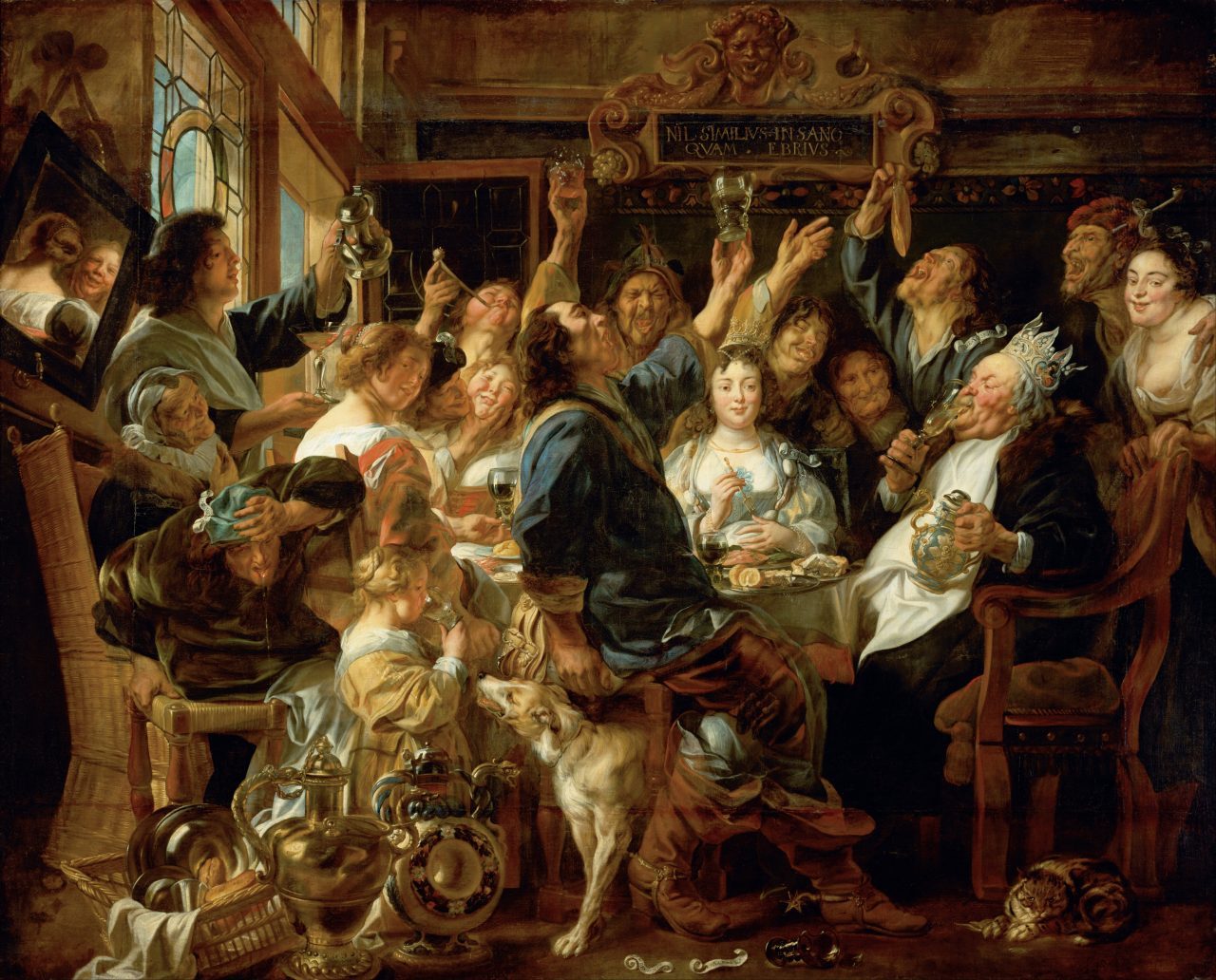 Jacob Jordaens Jacques_King Drinks Bean King_Kunsthistoriches Museum Vienna Fest des Bohnenkönigs Wein