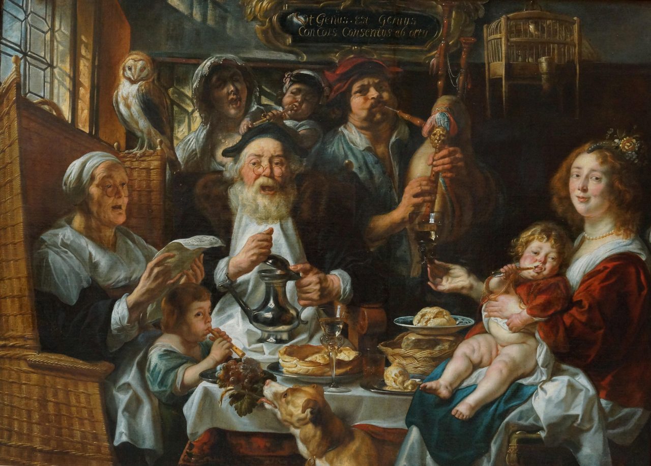 Jocob Jordaens Jacques, As the Old Sing, So the Young Pipe © Heritage Image Partnership Ltd / Alamy Stock Photo