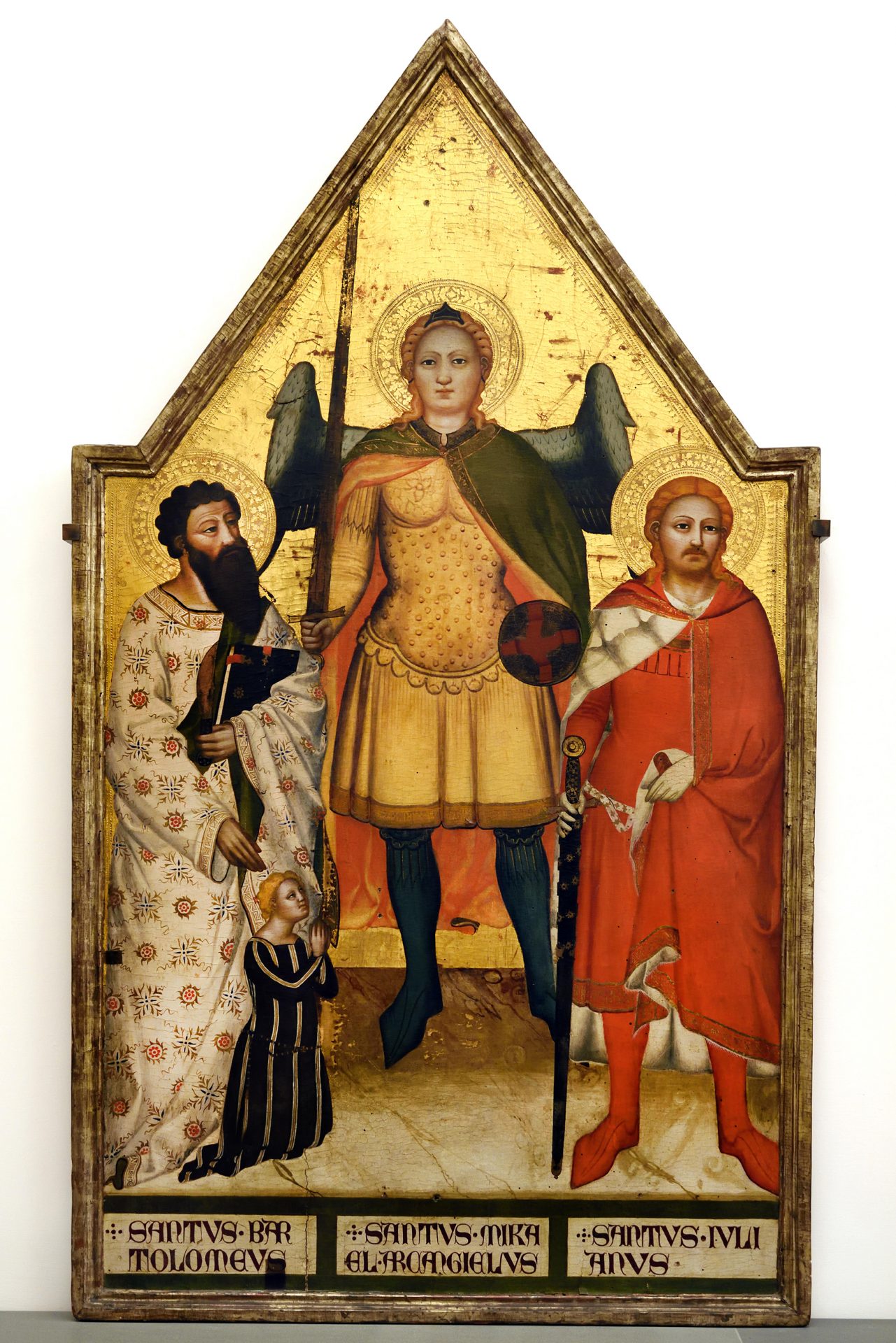 Matteo di Pacino, Master of the Rinuccini Chapel, Saints Michael the Archangel, Bartholomew, Julian and the Donor, 1360, Galleria dell'Accademia, Florence