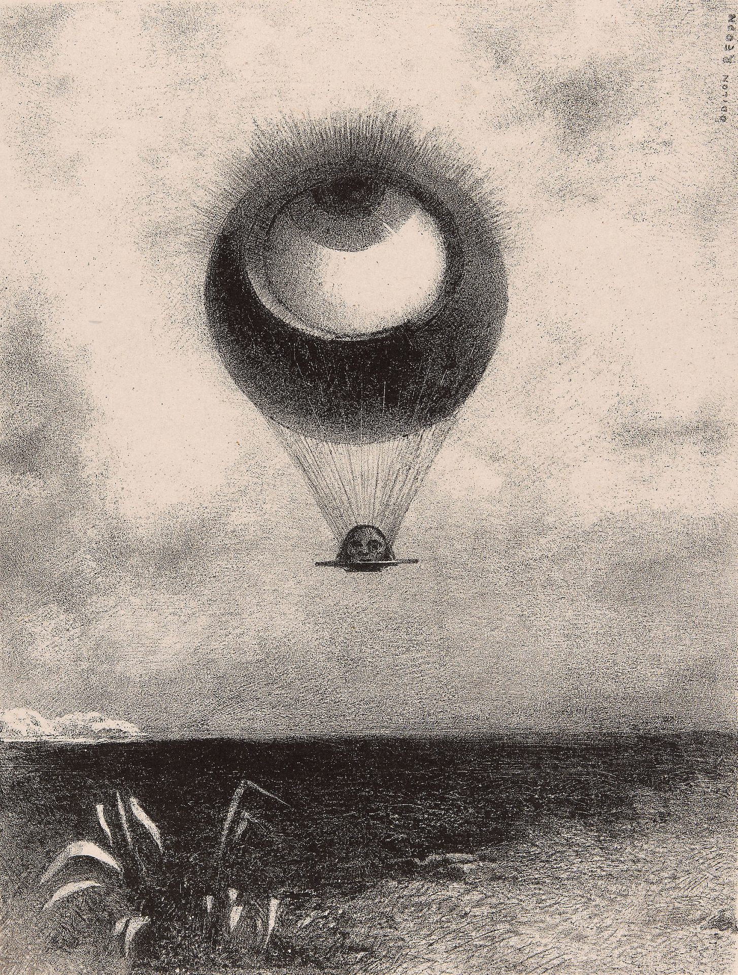 Redon, Odilon, The Eye, Like a Strange Balloon Moves Towards Infinity, plate one from To Edgar Poe, 1882 © The Art Institute of Chicago, Chicago