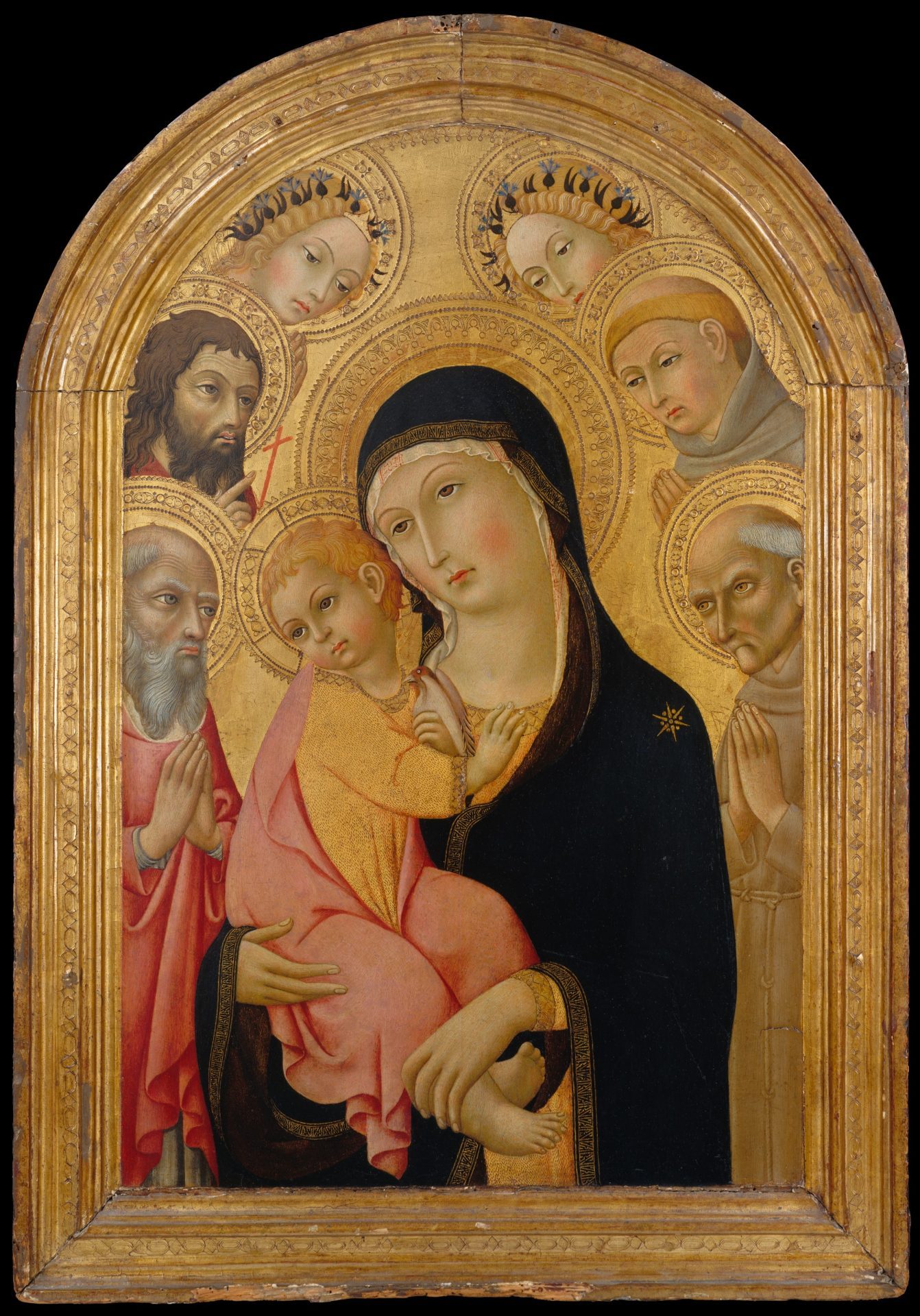 Sano di Pietro_osservanza_Madonna and child with St Jerome Bernardino John the Baptist Anthony of Padua and two Angels_Met Museum Metropolitan Museum of Art New York