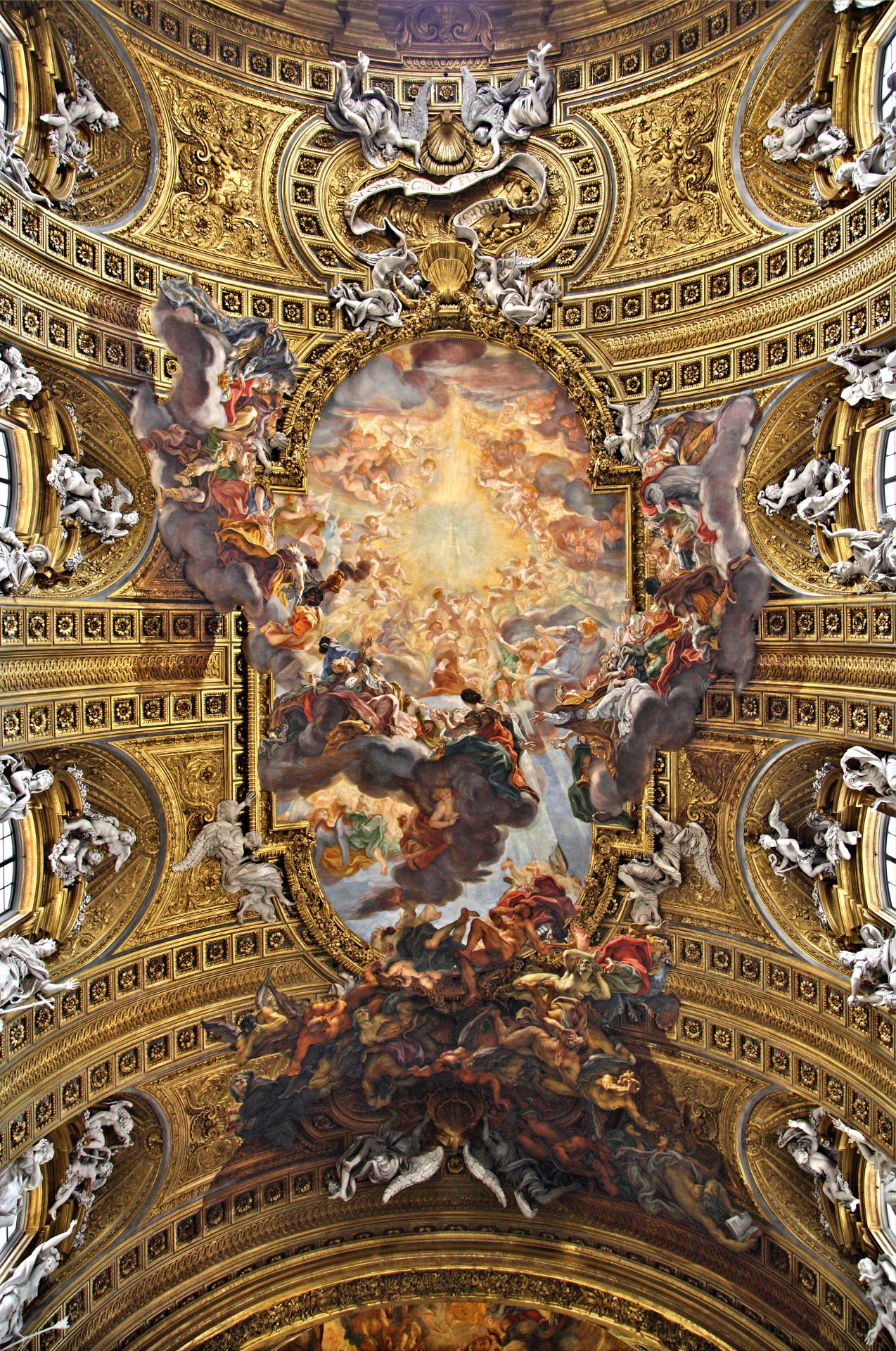 Giovanni Battista Gaulli, Il Baciccio, Triumph of the Name of Jesus, ceiling fresco at Il Gesù, Rome