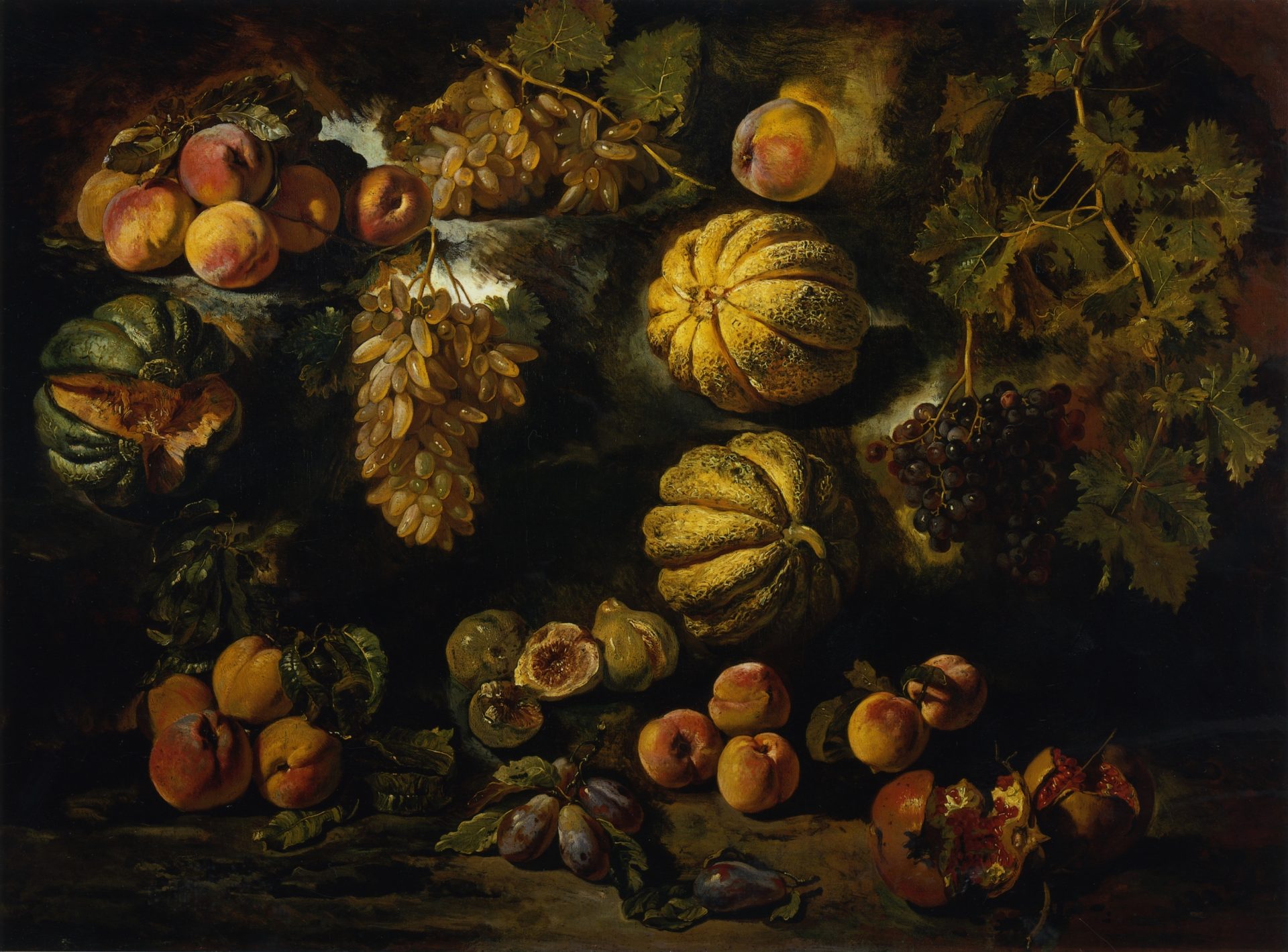 Still life with Melons, Peaches, Figs and Grapes | Nicholas Hall
