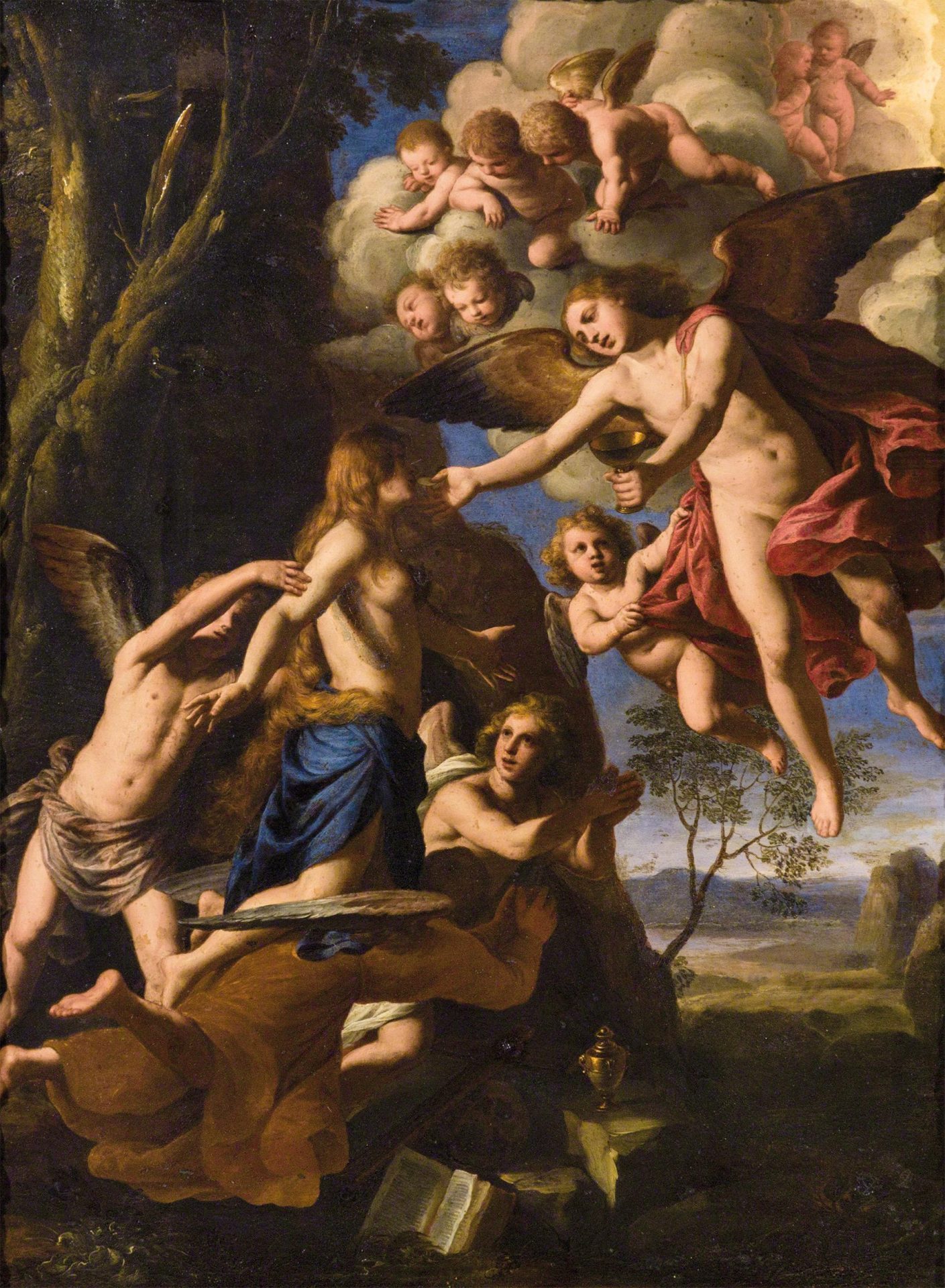 Alessandro Turchi, Communion of the Magdalene, All That Glistens, old master painting on copper,