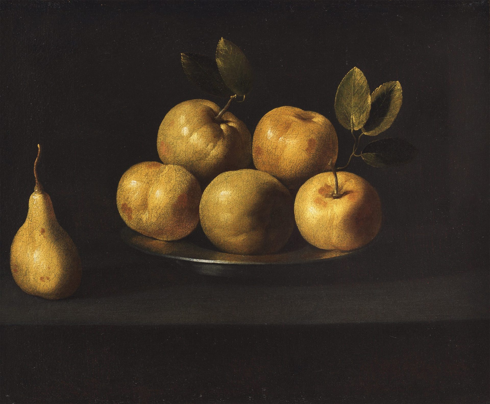 A Pear and Apples on a Pewter Plate | Nicholas Hall
