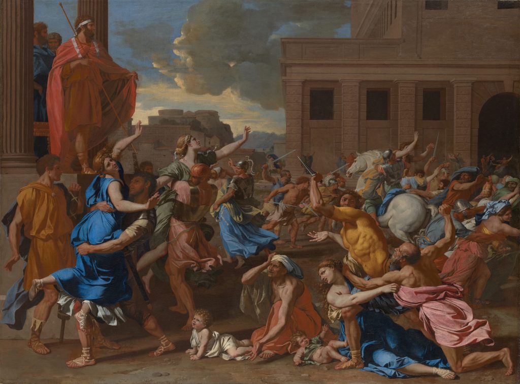 Peinture murale carrelage mythologie Nicholas Poussin PT06811. 32 x 24