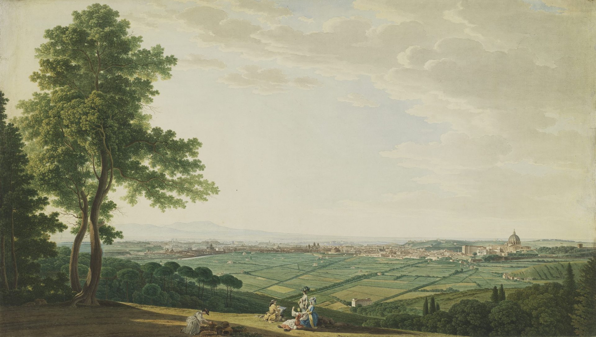 A Panoramic View of Rome from the Gardens of the Villa Mellini on